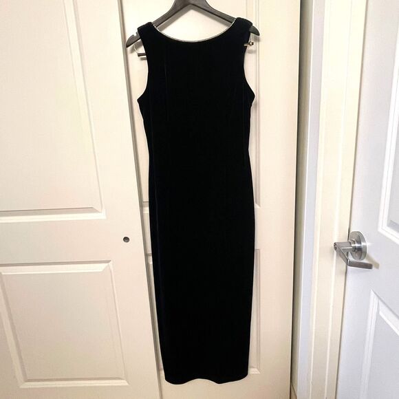 Vintage Scott Mcclintock Women's Blue Y2K Evening Gown Velvet Dress Size 14 - Picture 2 of 10